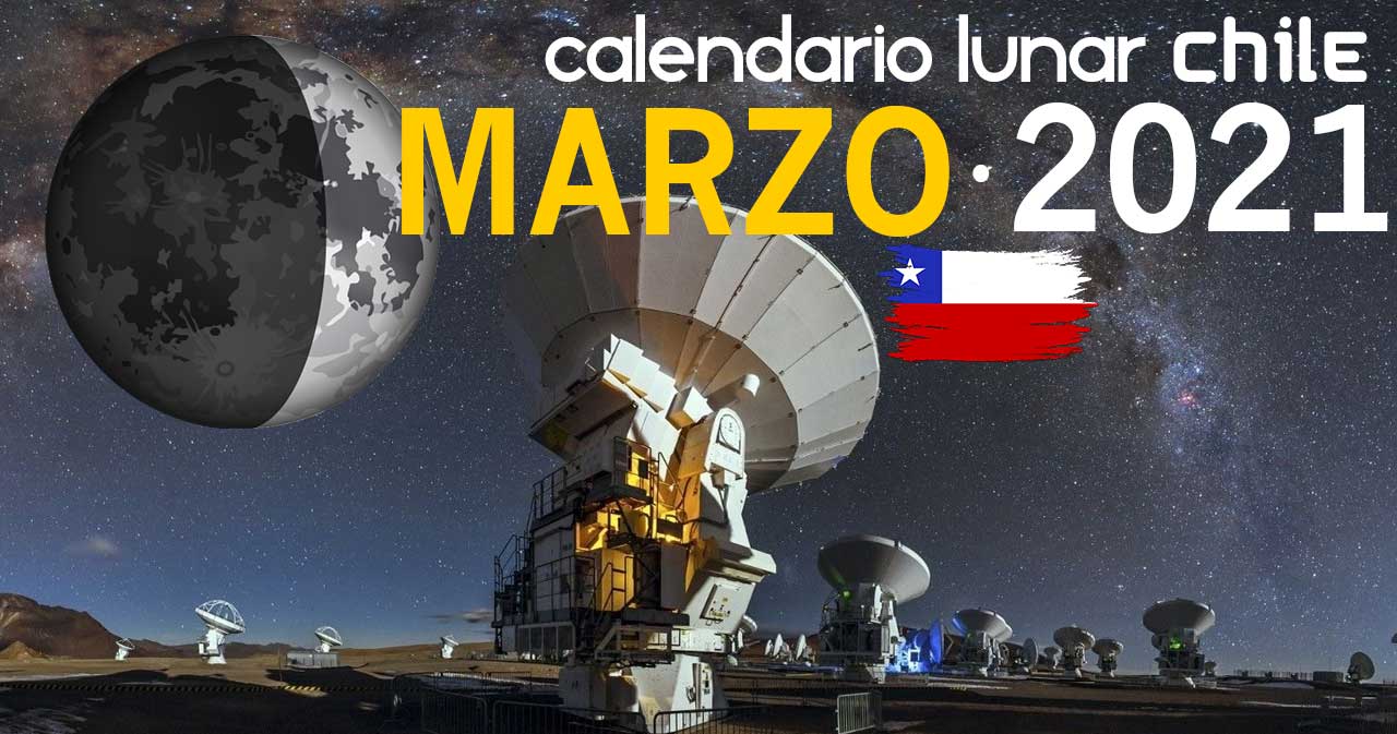 Calendario lunar marzo de 2021 en Chile